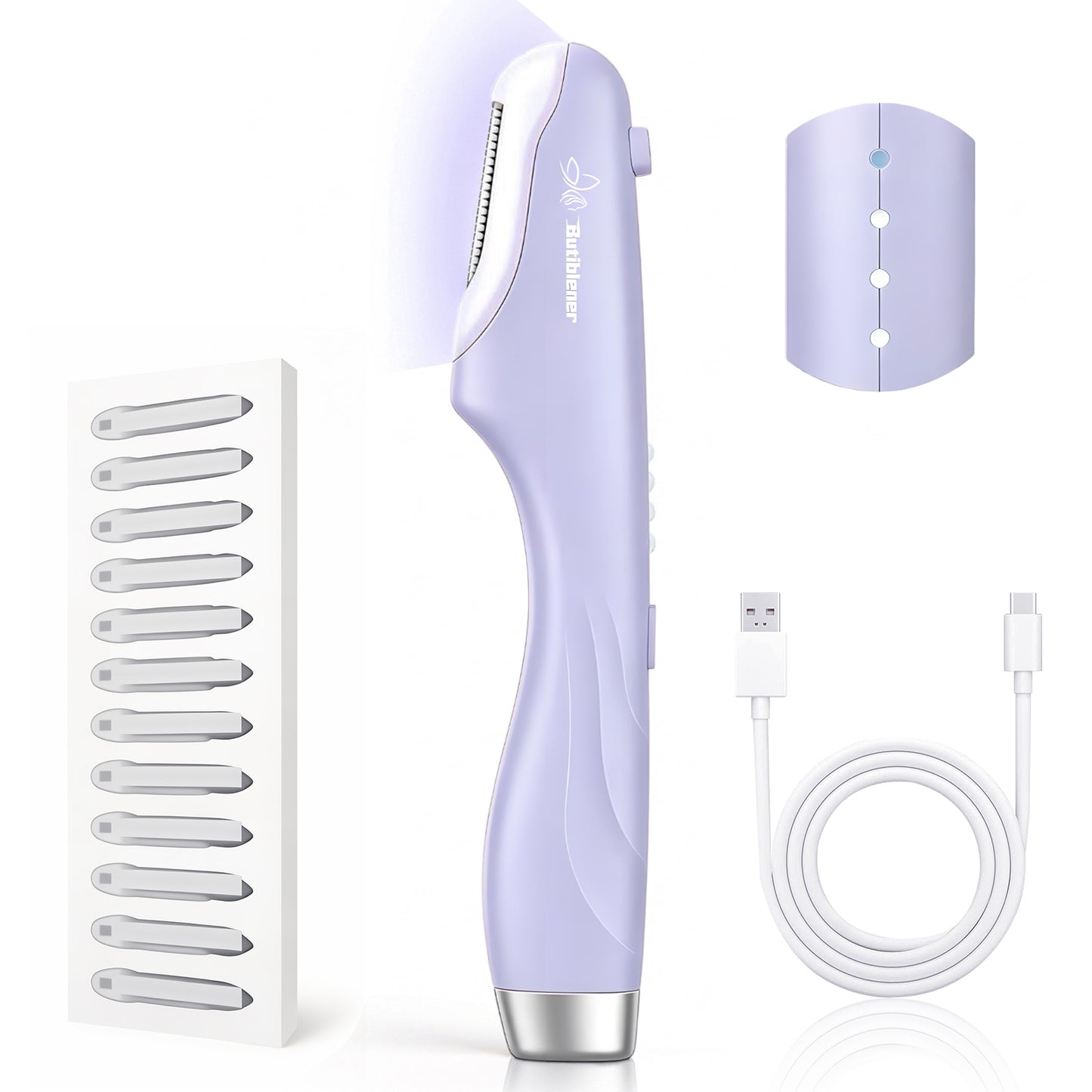 2-in-1 Sonic Dermaplane & Eyebrow Shaper — Facial Exfoliator & Peach Fuzz Remover (Lilac Purple)