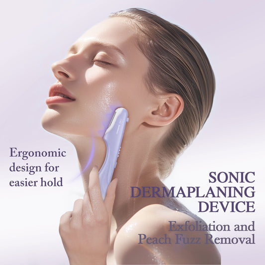 2-in-1 Sonic Dermaplane & Eyebrow Shaper — Facial Exfoliator & Peach Fuzz Remover (Lilac Purple)