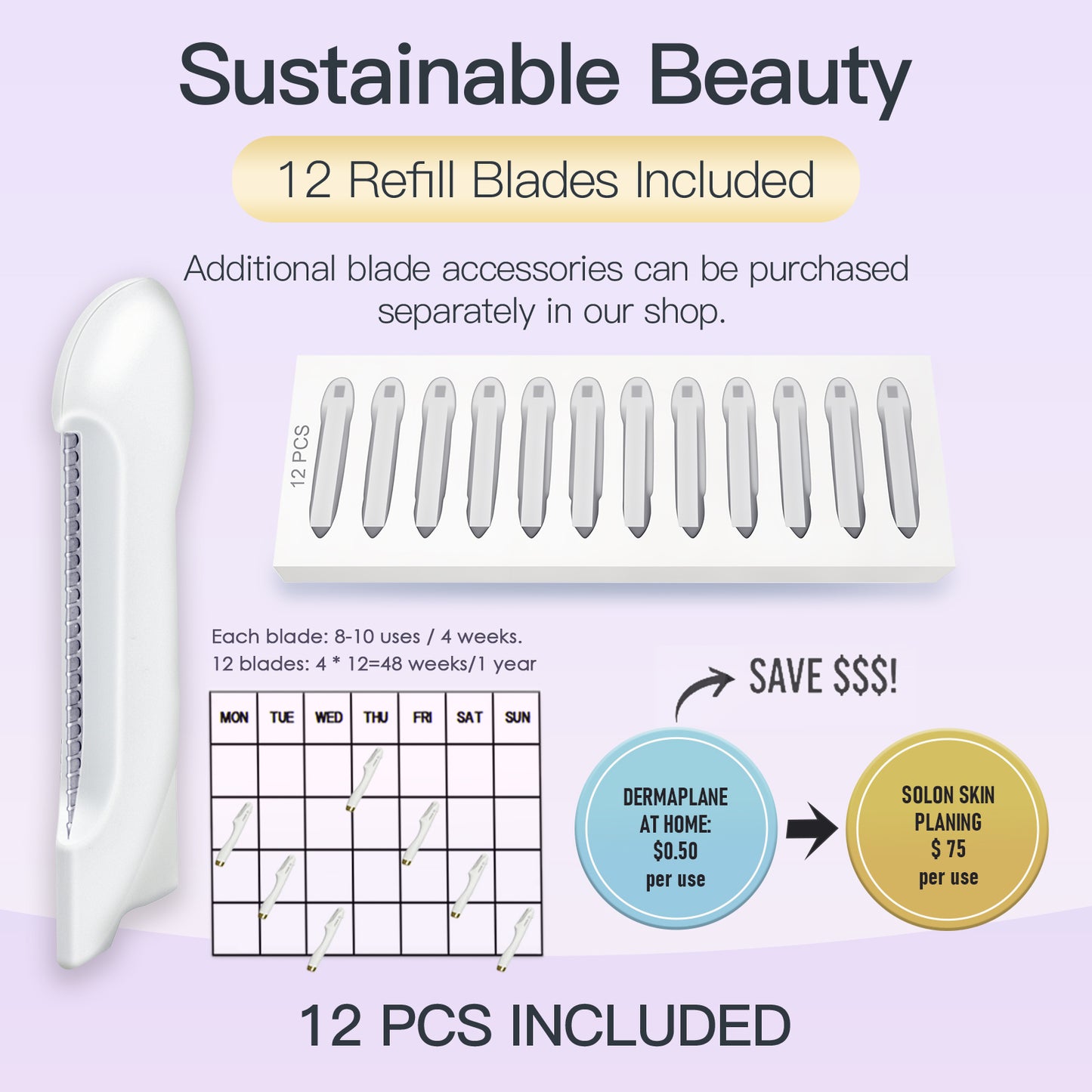 2-in-1 Sonic Dermaplane & Eyebrow Shaper — Facial Exfoliator & Peach Fuzz Remover (Lilac Purple)